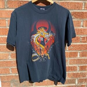 Vintage Tribal Dragon Cyber T Shirt Adult Medium Grunge Gothic Y2K Nuclear